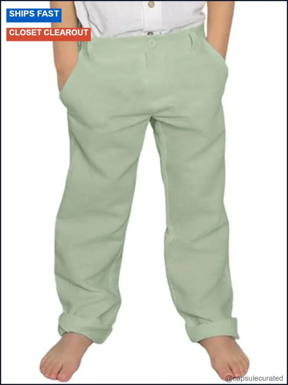 Linen Blend Dress Pants for Boys School Uniform Trousers Adjustable Waist